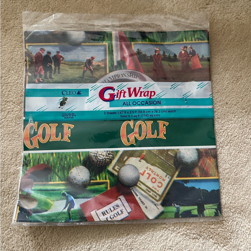 Vintage Cleo Golf Themed Gift Wrap